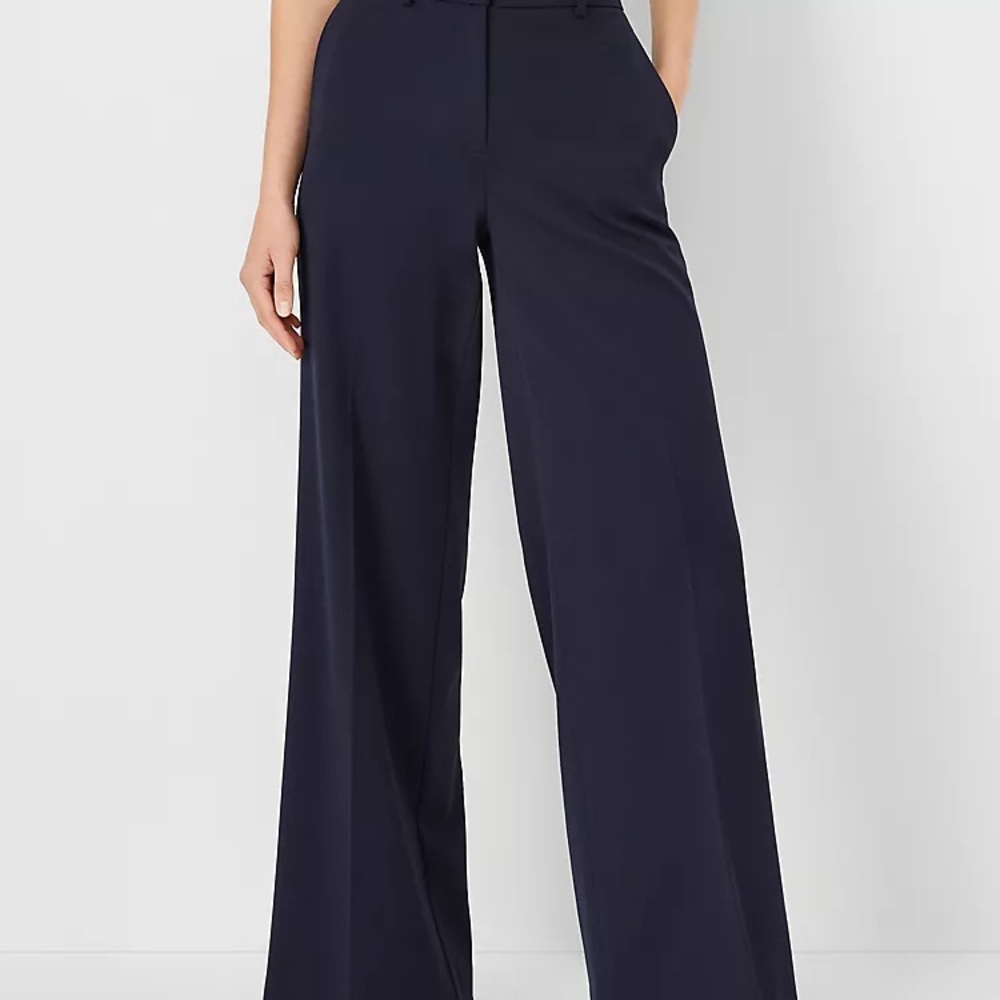 Ann Taylor Midnight Blue linen trousers, cute scallop detail